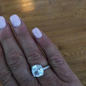 Silver Rhodium Faux Diamond Ring